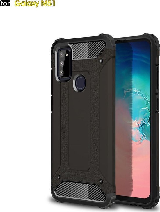 Coque Samsung Galaxy M51 - Mobigear - Série Plein air - Coque Arrière en Plastique Rigide - Zwart - Coque Adaptée au Samsung Galaxy M51