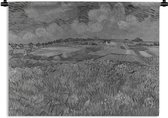 Wandkleed Vincent van Gogh - Graanveld in zwart-wit - Schilderij van Vincent van Gogh Wandkleed katoen 120x90 cm - Wandtapijt met foto