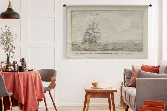 Tapisserie Peintures COV - Le navire Woestduin se coince sur le Noorderrassen - Peinture de Cornelis de Jonker Tapisserie coton 180x120 cm - Tapisserie avec photo XXL / Groot format!