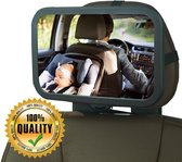 Luxe Autospiegel baby - Achteruitkijkspiegel auto - Achterbank spiegel kind - Babyspiegel - Onbreekbaar veiligheidsglas - 360° verstelbaar - Inclusief gratis schoonmaakdoekje