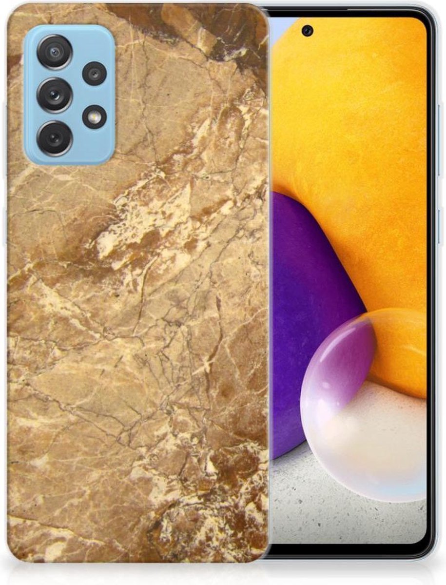 Samsung Galaxy A72 TPU Siliconen Hoesje Marmer Creme