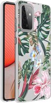 iMoshion Hoesje Geschikt voor Samsung Galaxy A72 Hoesje Siliconen - iMoshion Design hoesje - Groen / Roze / Tropical Jungle