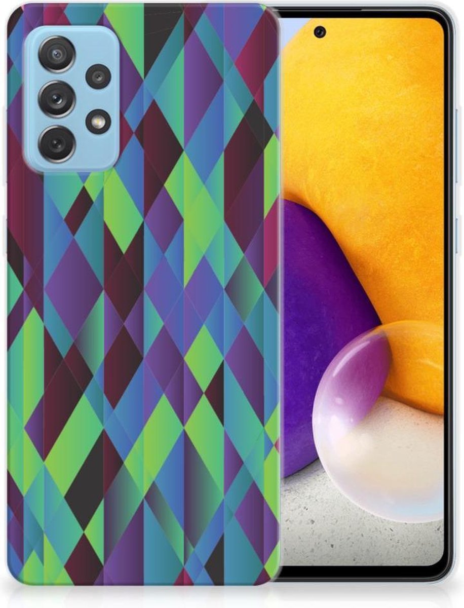 Samsung Galaxy A72 TPU Hoesje Abstract Green Blue