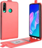 Voor Huawei P40 Lite E / Y7P R64 textuur enkele verticale flip lederen beschermhoes met kaartsleuven en fotolijst (rood)