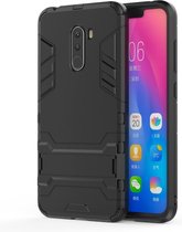 Shockproof PC + TPU Case voor Geschikt voor Xiaomi Pocophone F1, met houder (zwart)