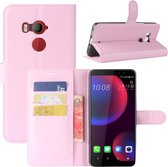 Voor HTC U11 EYEs Litchi Texture Horizontaal Flip Leren Case met Portemonnee & Houder & Kaartsleuven (Roze)
