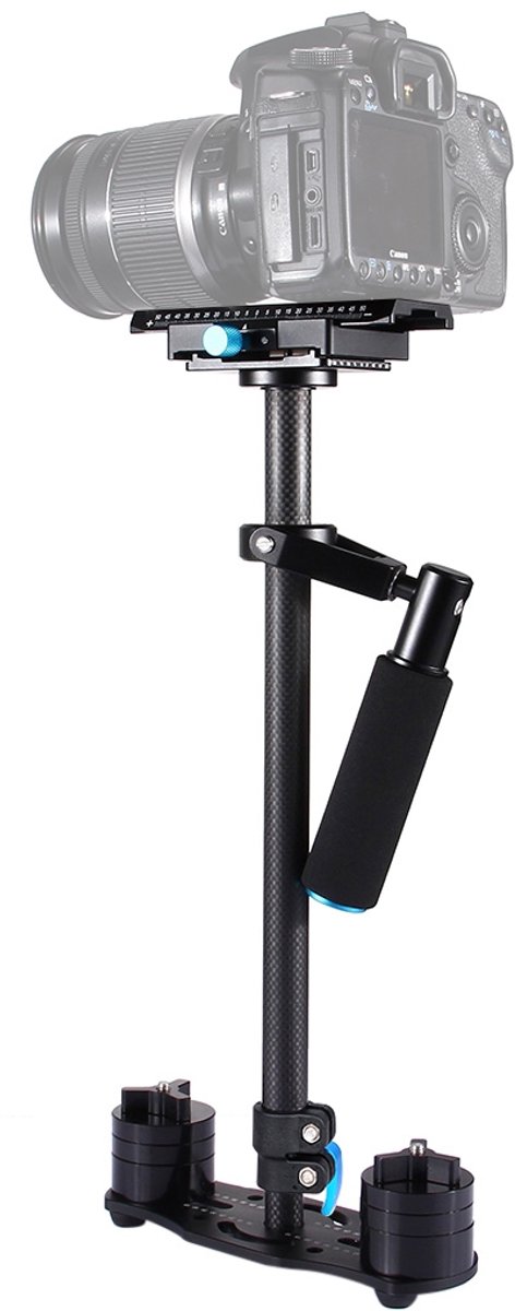 Puluz S60T 60cm Koolstofvezel Handheld Stabilisator voor DSLR Camera DV (zwart)