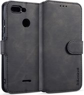 DG.MING Retro Oil Side Horizontal Flip Case voor Xiaomi Redmi 6, met houder & kaartsleuven & portemonnee (zwart)