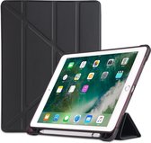 Multi-opvouwbare schokbestendige TPU-beschermhoes voor iPad 9.7 (2018) / 9.7 (2017) / air / air2, met houder en pensleuf (zwart)