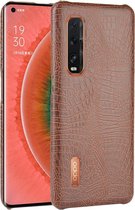 Voor Oppo Find X2 Pro Shockproof Crocodile Texture PC + PU Case (bruin)