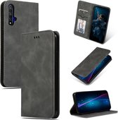 Retro skin feel zakelijke magnetische horizontale flip lederen case voor Huawei Honor 20 (donkergrijs)