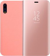 Voor Huawei P20 Pro PC Mirror Beschermende Cover Case met houder (Rose Gold)