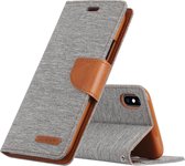 GOOSPERY CANVAS DIARY Denim Texture Horizontal Flip Leather Case voor iPhone XS Max, met houder & kaartsleuven & portemonnee (grijs)