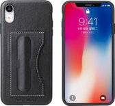 Fierre Shann beschermhoes met volledige dekking voor iPhone XR, met houder en kaartsleuf (zwart)