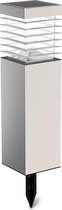 LED Priklamp met Zonne-energie - Igan Relino - 0.4W - Warm Wit 3000K - Mat Zilver - Kunststof