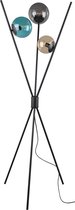 LED Vloerlamp - Nitron Lancia - E14 Fitting - 3-lichts - Rond - Mat Zwart - Aluminium
