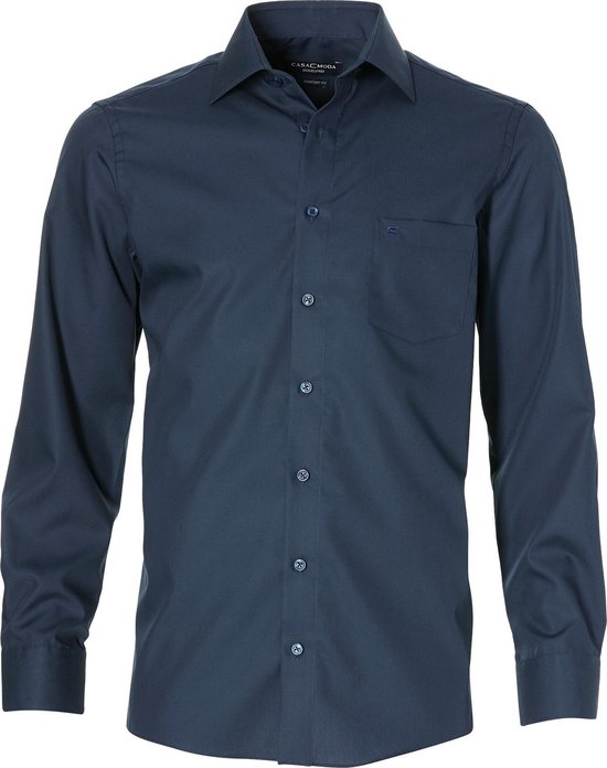 CASA MODA comfort fit overhemd - marine blauw - Strijkvrij - Boordmaat: 42