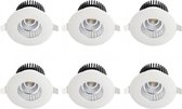 LED Spot 6 Pack - Inbouwspot - Rond 6W - Waterdicht IP65 - Natuurlijk Wit 4200K - Mat Wit Aluminium - Ø90mm