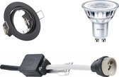 PHILIPS - LED Spot Set - CorePro 840 36D - GU10 Fitting - Dimbaar - Inbouw Rond - Mat Zwart - 5W - Natuurlijk Wit 4000K - Kantelbaar Ø83mm