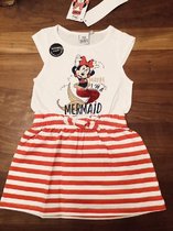 Disney Minnie Mouse jurk - Zeemeermin - met veegpailletten - rood - maat 122/128 (8 jaar)