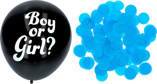 Ballonnen Gender Reveal Jongen met blauwe confetti 41cm | 3 stuks