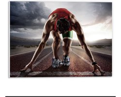 Forex - Sprinter in de Startblokken  - 40x30cm Foto op Forex