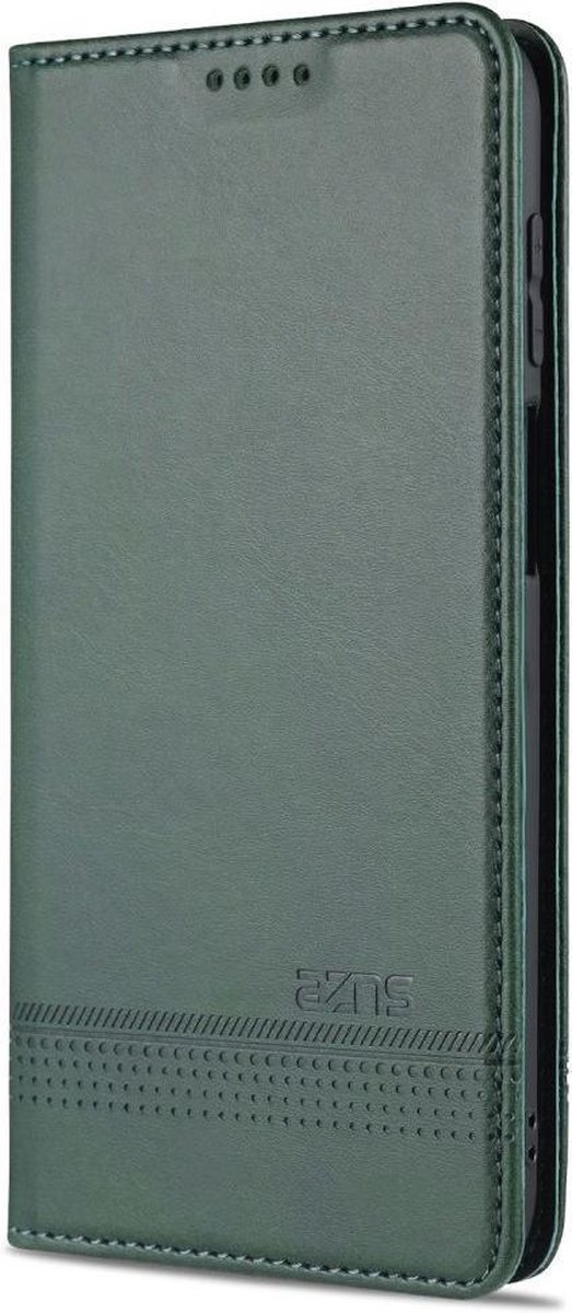 AZNS Samsung Galaxy A12 Hoesje Book Case Kunst Leer Groen