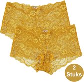 INSUA Dames Hipster Kant Slips - 2-Pack - Oker - Maat M