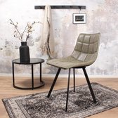DS4U® eetkamerstoel Thomas - stoel - industrieel - PU leer - kunstleer - vintage groen - zwart metaal - set van 2