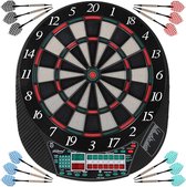 Trend24 Dartbord - Dartborden - Electronisch dartbord - Incl pijlen - max 16 spelers - LED-Display - zwart