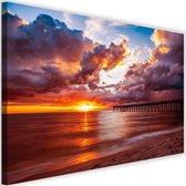 Schilderij Pier en zonsondergang, 2 maten, multi-gekleurd, Premium print