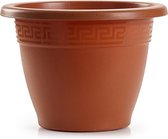 Bloempot terra cotta rond diameter 22 cm - Bloemen/plantenbak/plantenpot van kunststof