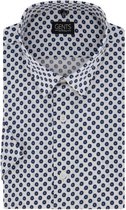 GENTS | Overhemd Heren Korte Mouw print cirkel witblauw Maat M 39/40