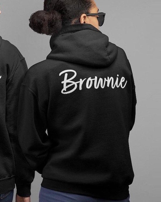 Blondie & Brownie Hoodie Handwritten (Brownie - Maat 4XL) | BFF Koppel Sweater | Best Friends Forever