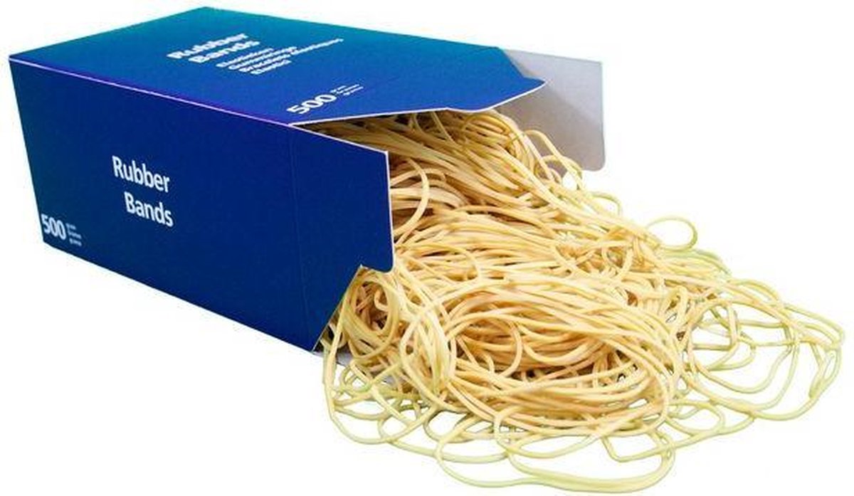 500 gram - elastiekjes - Ø35mm (55x1,5) - breedte 1,5mm - doos - naturel - ca 2050 stuks
