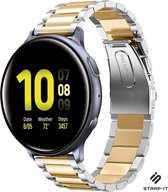 Strap-it Stalen schakel smartwatch bandje - geschikt voor Samsung Galaxy Watch Active / Active2 40 & 44mm / Galaxy Watch 3 41mm / Galaxy Watch 1 42mm / Gear Sport - zilver/goud