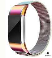 Milanees Smartwatch bandje - Geschikt voor Fitbit Charge 2 Milanese band - regenboog - Strap-it Horlogeband / Polsband / Armband - Maat: Maat S