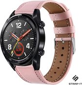 Leer Smartwatch bandje - Geschikt voor  Huawei Watch GT / GT 2 bandje leer - roze - 46mm - Strap-it Horlogeband / Polsband / Armband