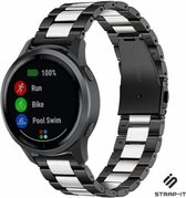 Stalen Smartwatch bandje - Geschikt voor  Garmin Vivoactive 4 stalen bandje - 45mm - zwart/zilver - Strap-it Horlogeband / Polsband / Armband