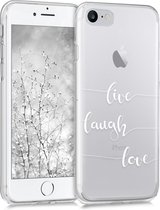 kwmobile telefoonhoesje voor Apple iPhone SE (2022) / SE (2020) / 8 / 7 - Hoesje voor smartphone in wit / transparant - Live Laugh Love design