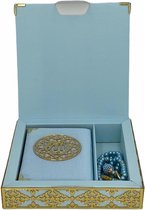 Luxe Koran Set met Tesbih en Kartonnen Kaft Babyblauw
