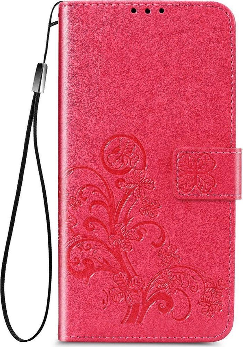 Mobigear Telefoonhoesje geschikt voor OPPO Reno 4 Hoesje | Mobigear Clover Bookcase Portemonnee | Pasjeshouder voor 3 Pasjes | Telefoonhoesje voor Pinpas / OV Kaart / Rijbewijs - Magenta
