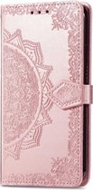Bloem mandala roze agenda case hoesje Telefoonhoesje geschikt voor Samsung Galaxy A52