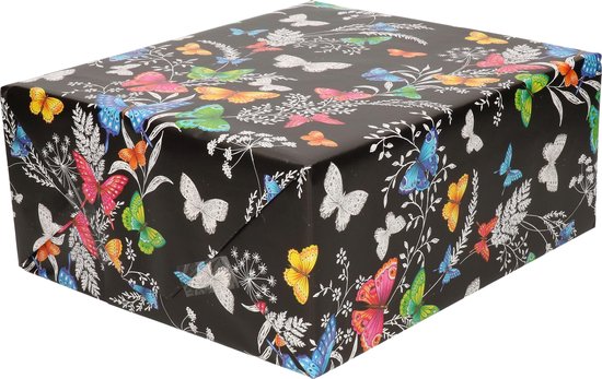 Geschenkpapier mit Vintage-Rosen, 6 Bögen, Retro-Blumenmotiv, Schmetterling, Geschenkpapier, Postkarte, Rose, Blumen, gefaltetes Kraftpapier, gefaltet für Geburtstag, Muttertag, Hochzeit, Weihnachten