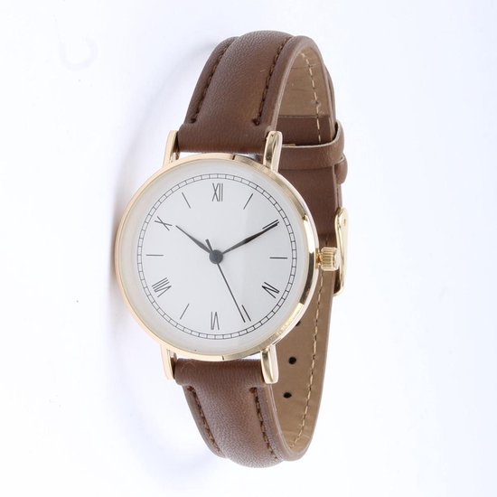 Brigada - dames horloge - bruine horloge band - lederen horlogeband - quartz uurwerk