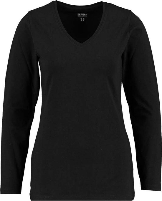 Zeeman dames T-shirt lange mouw - zwart - maat 44 - 3 stuks | bol