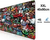 Muismat Gaming XXL 90x40cm - bureau onderlegger - Gaming Muismat - Pro Muismat XXL - Anti-slip - Graffiti Art