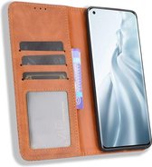 Xiaomi Mi 11 Hoesje Vintage Portemonnee Book Case Bruin