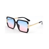 Visionmania Zonnebrillen Dames Vierkant - UV 400 - Blauw roze lenzen - Zwart frame