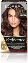 6x L'Oréal Preference haarkleuring 6.21 Zurich - Zeer licht koel bruin